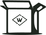 icon of delivery box with wayback logo